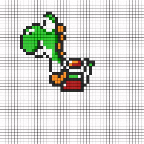 8 Bit Yoshi Perler Bead Pattern | Bead Sprites | Characters Fuse Bead Patterns