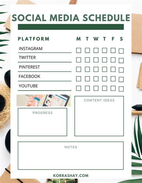 Social Media Printable Calendar For Bloggers