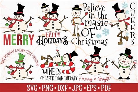 Christmas Snowman SVG Bundle | Snowman Bundle SVG