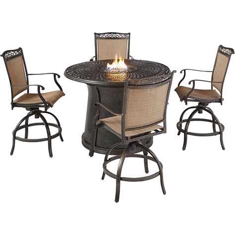 Hanover Fontana 5-Piece High-Dining Set in Tan with 4 Counter-Height ...