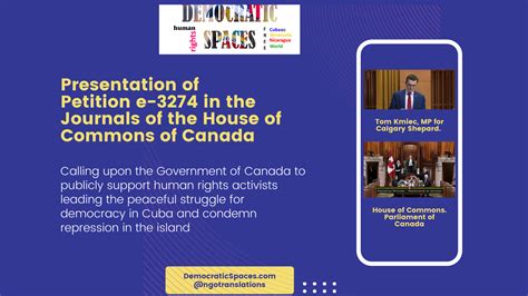 Presentation of Petition E-3274 calling the Government of Canada to support human rights in Cuba ...