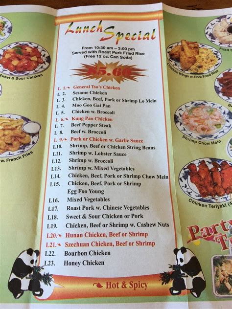 Menu at China Panda restaurant, Winter Garden