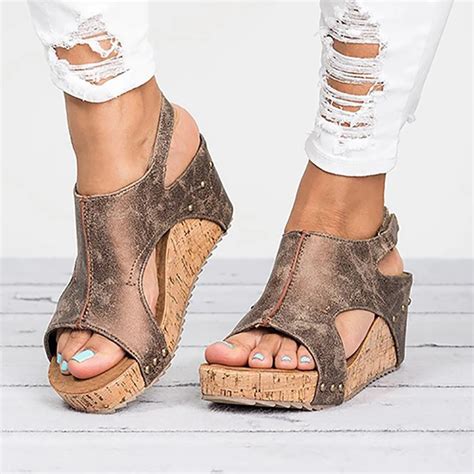 Teahoo Retro Platform Sandals Women Espadrilles Wedge Sandals ...