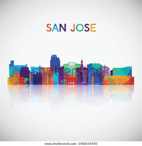 San Jose Skyline Silhouette Colorful Geometric Stock Vector (Royalty ...