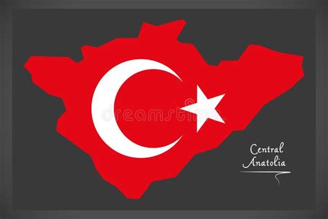 Central Anatolia Turkey Map with Turkish National Flag Illustration Stock Vector - Illustration ...