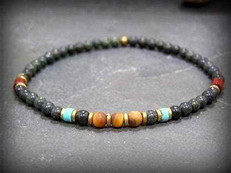 Mens Beaded Bracelet Turquoise Bracelet Mens by StoneWearDesigns