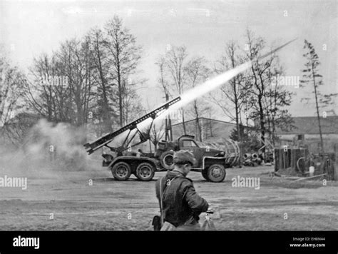 SOVIET KATYUSHA ROCKET LAUNCHER in action near Breslau in February 1945 Stock Photo - Alamy