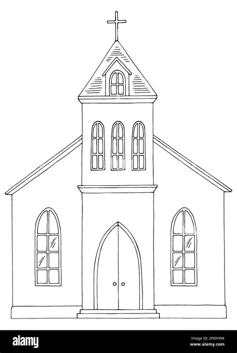 Church exterior graphic black white sketch illustration vector Stock ...