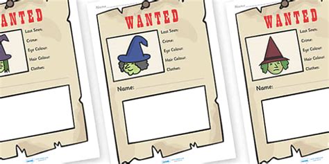 Witch Wanted Poster Writing Frames (teacher made) - Twinkl