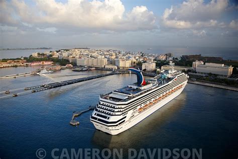 Aerial Stock | Aerial photograph of a Carnival Cruise ship in port at San Juan, Puerto Rico