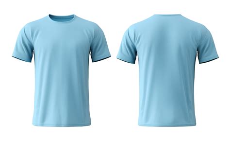 plain light blue t-shirt mockup template, with view, front and back ...