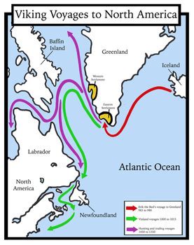 Viking Voyages of North America Map by Shoestring Hill | TPT