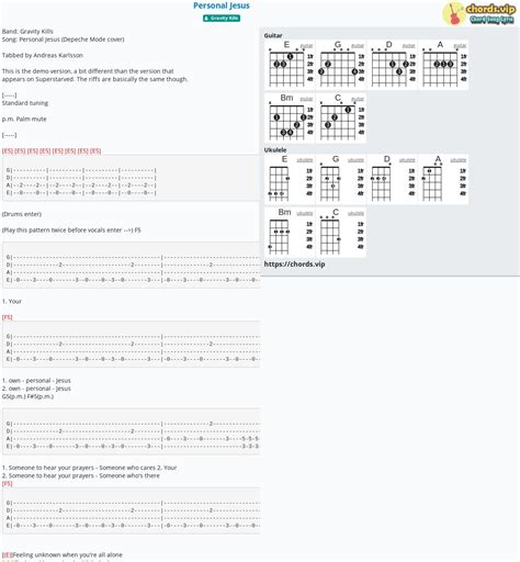 Chord: Personal Jesus - tab, song lyric, sheet, guitar, ukulele ...