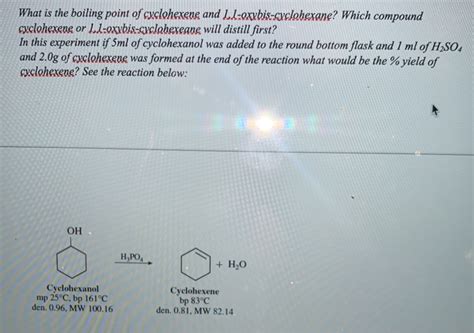 Solved What is the boiling point of cyclohexene and | Chegg.com