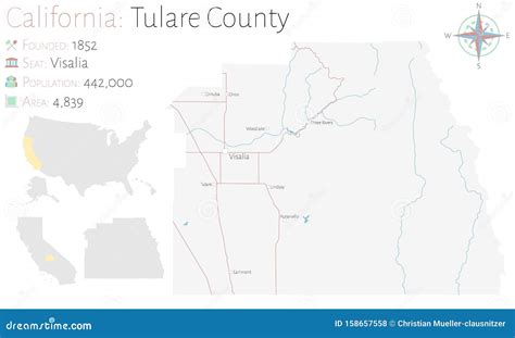 Tulare County Map In California. Vector Illustration | CartoonDealer ...