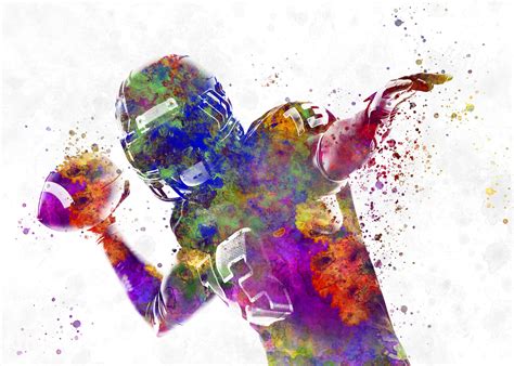 Wall Art Print | American football player in watercolor | Europosters