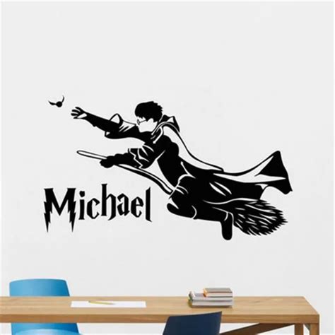 Harry Potter Quidditch Flight Cut Vinyl Wall Art Sticker Decal Customized Name and Color Wall ...