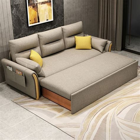 Free Shipping on 81" Convertible Full Sleeper Sofa Bed Khaki Cotton Linen Upholstered with ...