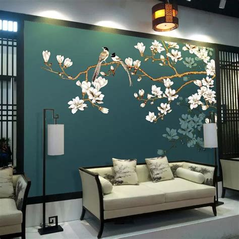 7.62US $ 54% OFF|Custom Wall Paper Mural Hand Painted Chinese Style ...