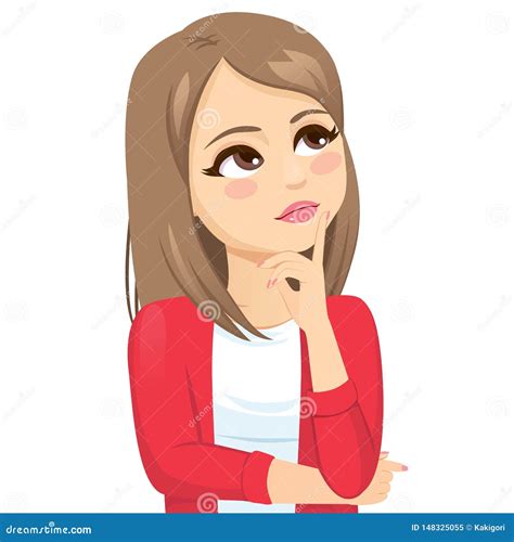 Teenager Woman Thinking Looking Away Stock Vector - Illustration of thoughtful, character: 148325055