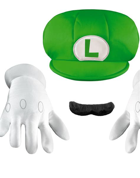 Luigi Kid's Accessory Kit - Halloween Costume with Hat, Gloves, Faux ...