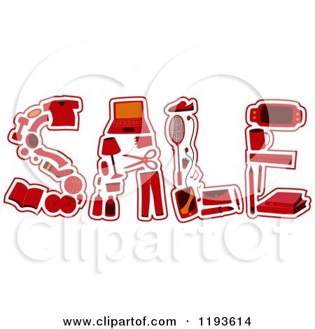 Cartoon of Red and Orange Items Forming the Word SALE - Royalty Free ...