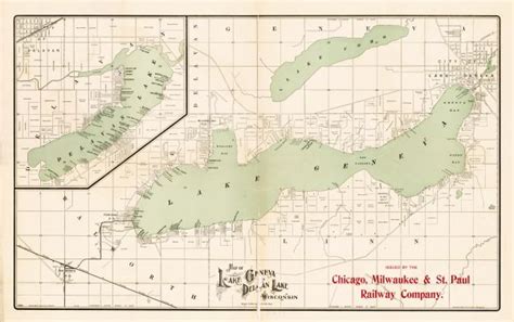 Map of Lake Geneva and Delavan Lake | Map or Atlas | Wisconsin ...