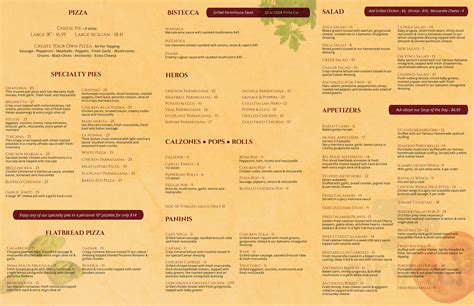 Cafe Spiga menu in Mt Sinai, New York, USA