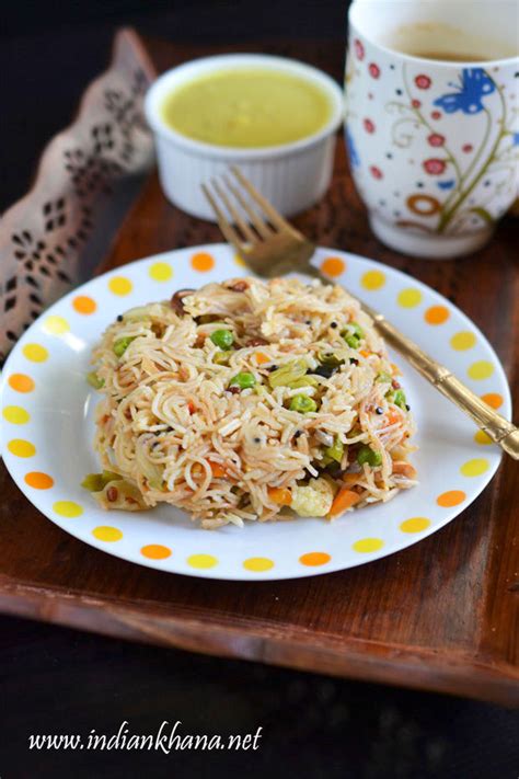 Vegetables Semiya Upma | Vermicelli Upma Recipe | Easy Breakfast Recipes ~ Indian Khana