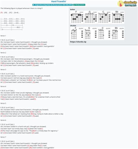 Chord: Hard Travelin' - tab, song lyric, sheet, guitar, ukulele ...