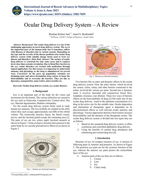 (PDF) Ocular Drug Delivery System – A Review