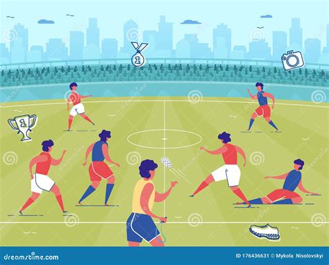 Player Kick Ball Referee Watch Football Match Stock Vector - Illustration of referee, game ...