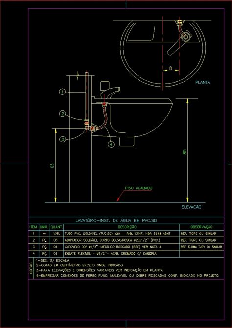 Wash Basin Installation DWG Section for AutoCAD • Designs CAD