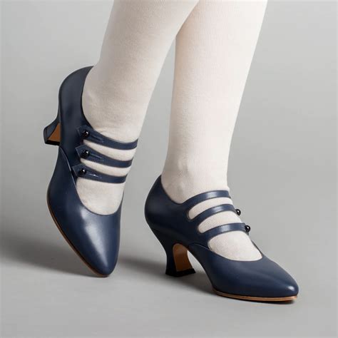 Bellatrix Women's Edwardian Shoes (Navy) | Edwardian shoes, American duchess, Black shoes