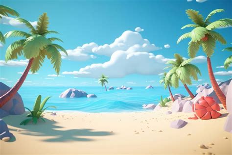 Beach landscape outdoors cartoon. | Premium Photo Illustration - rawpixel