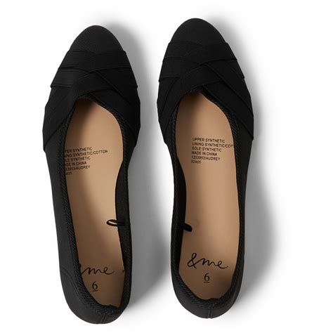 &me Women's Elastic Ballet Flats - Black | BIG W