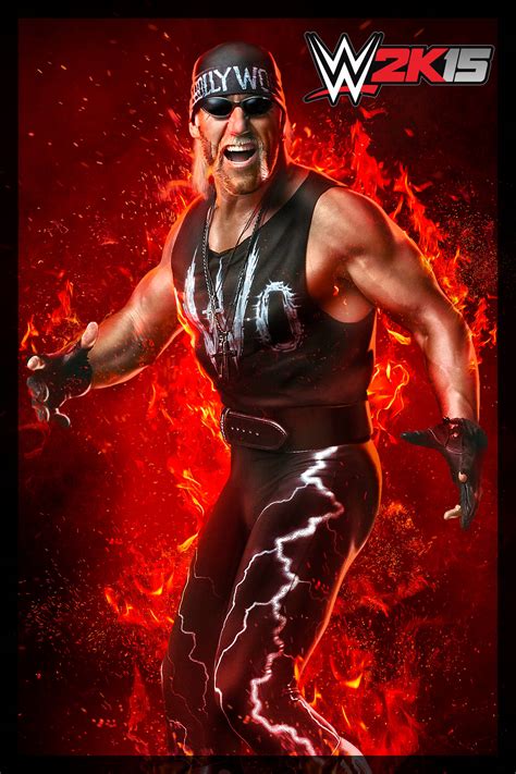 Download Hulk Hogan W2k15 Fiery Poster Wallpaper | Wallpapers.com