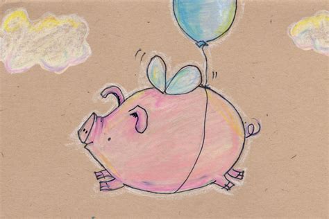 Illustration Friday- Beginner | Pig illustration, Pig painting, Flying pig drawing