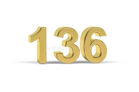 Golden 3d Number 136 - Year 136 Isolated on White Background Stock ...