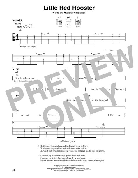 Little Red Rooster by Howlin' Wolf - Guitar Lead Sheet - Guitar Instructor