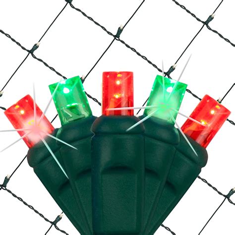 SoftTwinkle 4' x 6' Red and Green LED Christmas Net Lights Net Style Mesh Lights – Green Wire ...