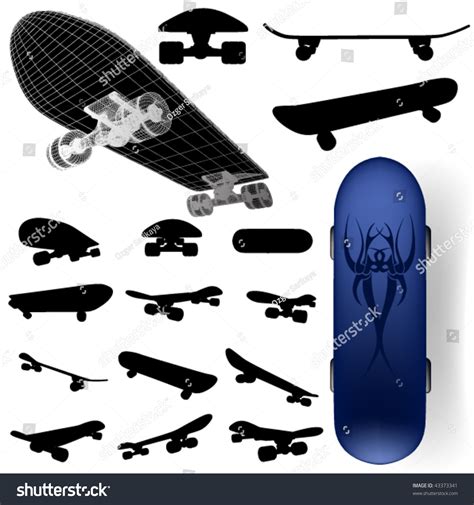 Vector Skateboard Silhouette Set Stock Vector (Royalty Free) 43373341 | Shutterstock