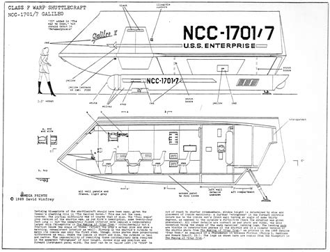 Schematic of (TOS) U.S.S. Enterprise NCC-1701 Shuttle Craft, Galileo | Axanar | Pinterest