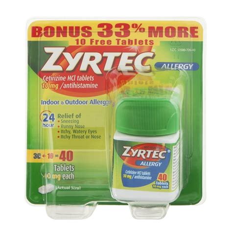 Zyrtec 24 Hour Allergy Relief Tablets, 40 Ct - Walmart.com - Walmart.com