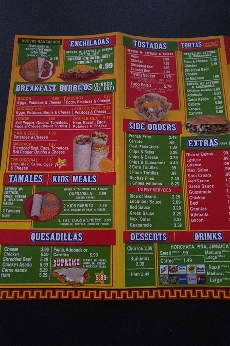 Menu at Muchas Gracias Mexican Food restaurant, Portland, SW Barbur Blvd