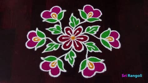 Easy Flower Rangoli Designs With Dots | Best Flower Site