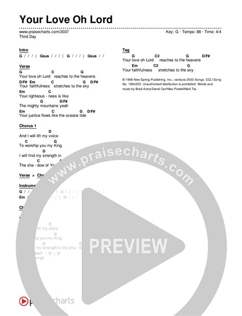 Your Love Oh Lord Chords PDF (Third Day) - PraiseCharts