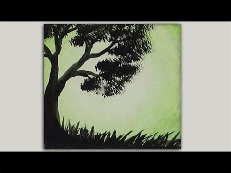 Mini Acrylic Painting - Tree Silhouette - YouTube