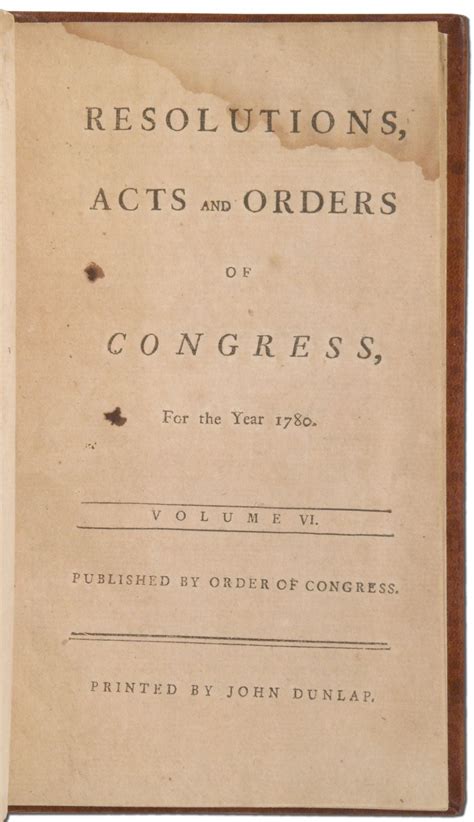 Resolutions, Acts and Orders of Congress, For the Year 1780 ...