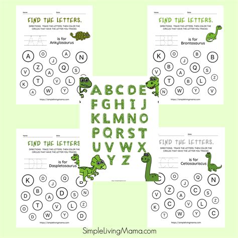 Dinosaur Alphabet Printable - Poster and Workbook! - Simple Living Mama